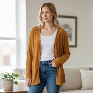 Out From Under Urban Outfitters Brown Waffle Knit Cardigan M